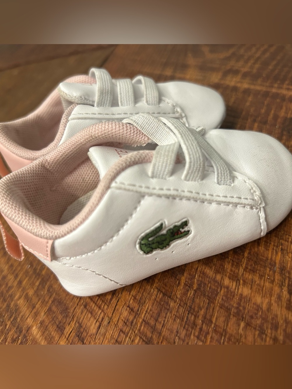 Lacoste Kids White Sneakers with Pink Lining size 1